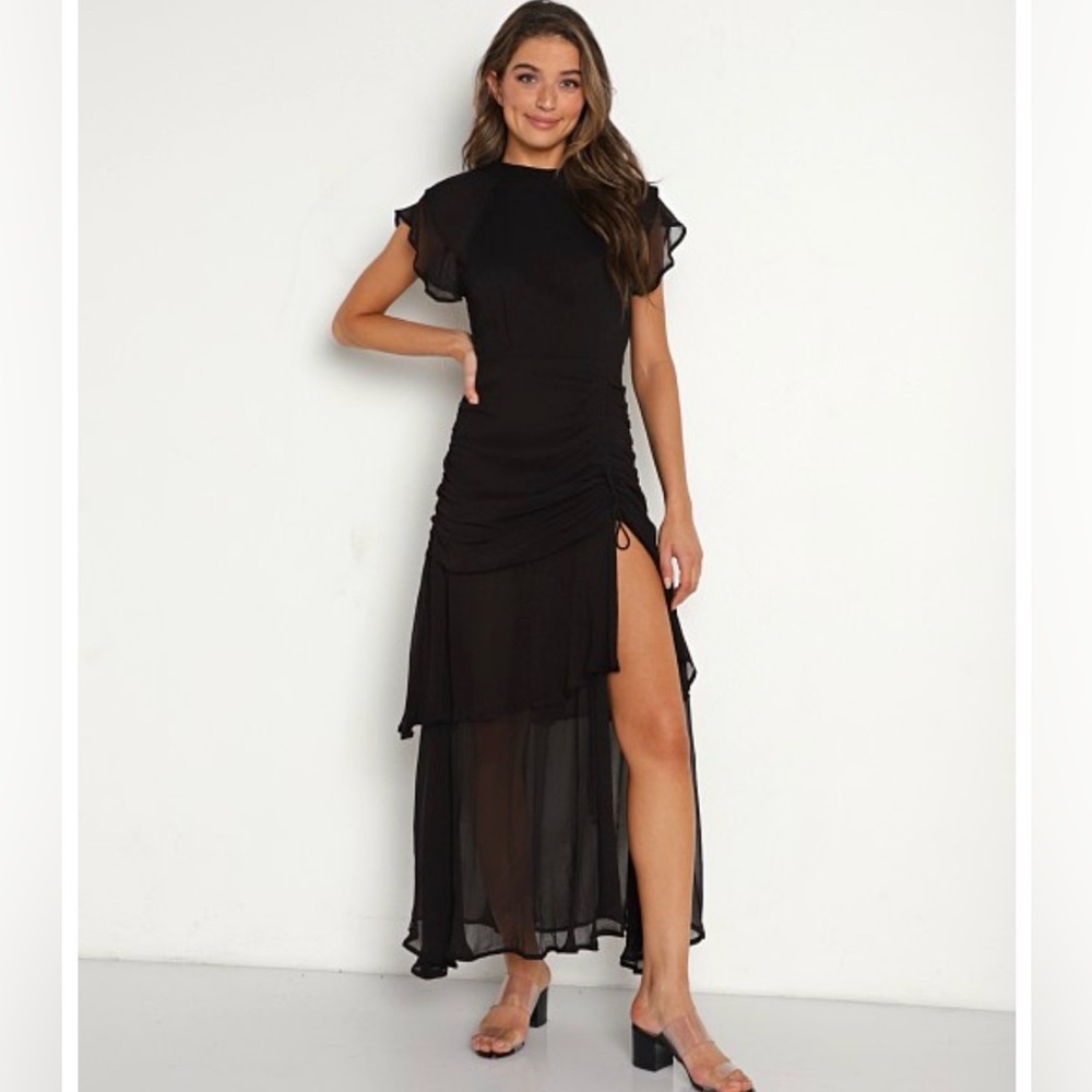 Cleobella Elegant Black Ruffle Sleeve Dress size M